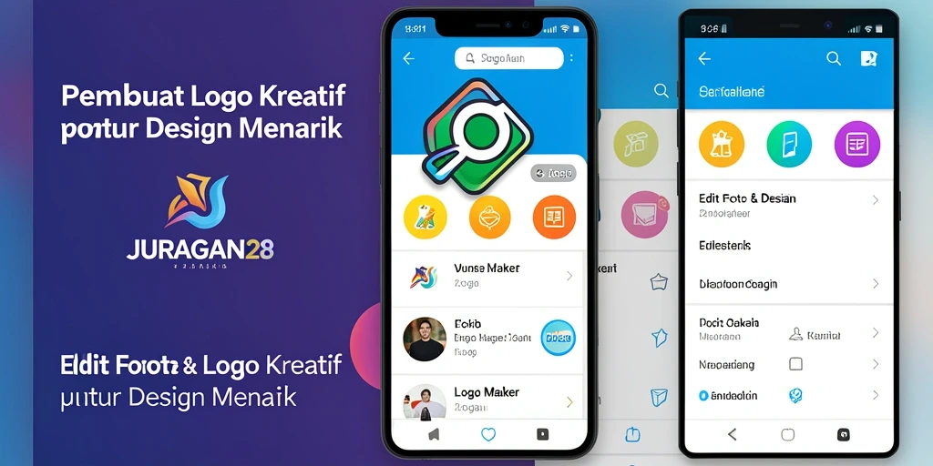 Antarmuka JURAGAN28 yang sederhana untuk pembuatan logo.
