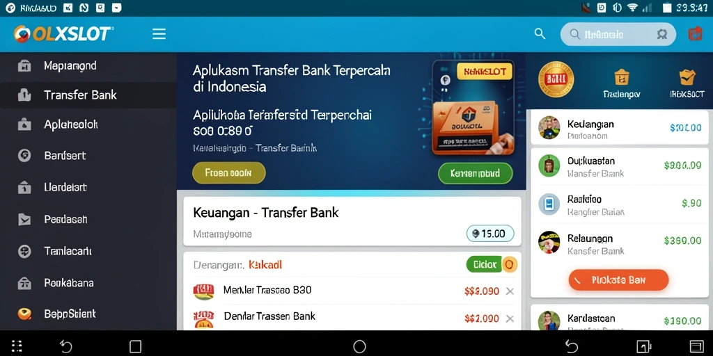 Screenshot OLXSLOT menampilkan antarmuka pengguna aplikasi Transfer Bank.