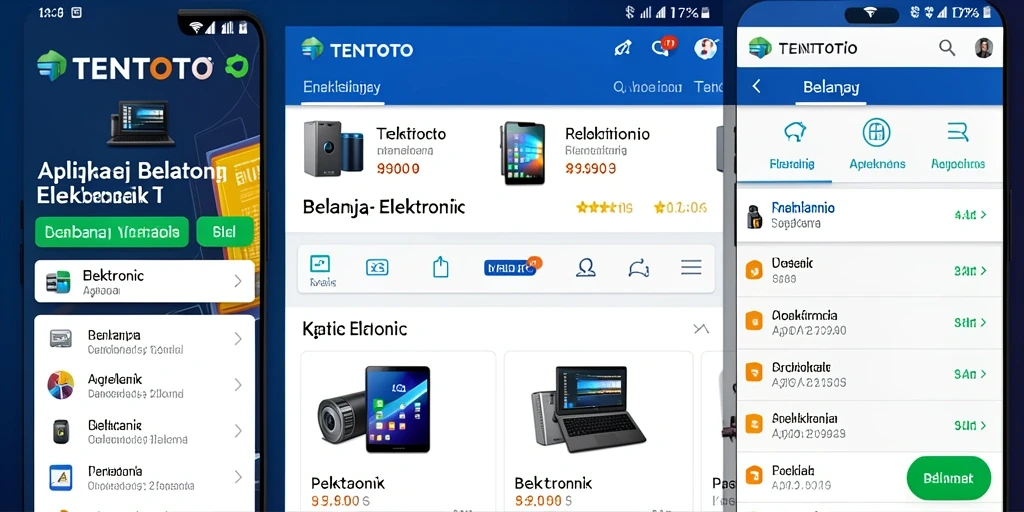 Tampilan antarmuka aplikasi TENTOTO untuk belanja elektronik.